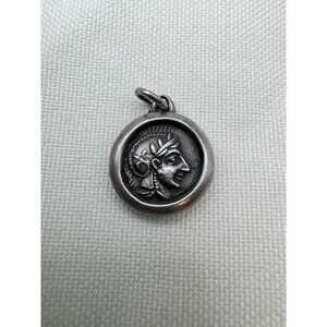 Sterling Silver Ancient Coin Charm - Athena's Owl - Small Pendant Vintage